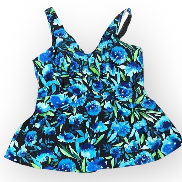 NWT Maxine of Hollywood Women's Over The Shoulder Empire Tankini Swimsuit Top 14 - Picture 10 of 13